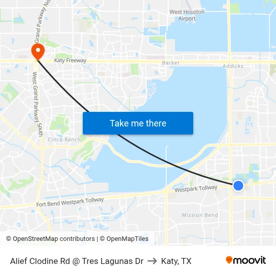 Alief Clodine Rd @ Tres Lagunas Dr to Katy, TX map