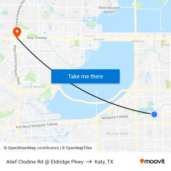 Alief Clodine Rd @ Eldridge Pkwy to Katy, TX map