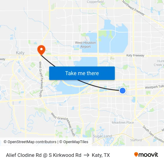 Alief Clodine Rd @ S Kirkwood Rd to Katy, TX map