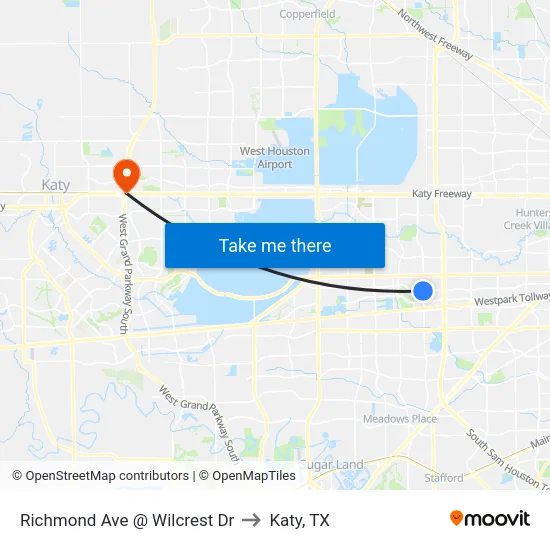Richmond Ave @ Wilcrest Dr to Katy, TX map