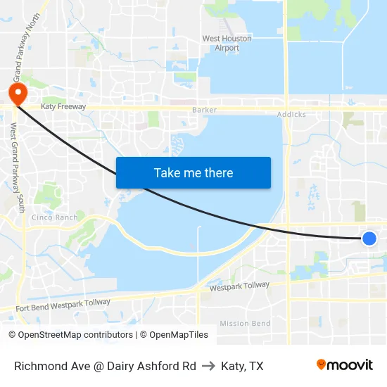 Richmond Ave @ Dairy Ashford Rd to Katy, TX map