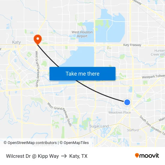 Wilcrest Dr @ Kipp Way to Katy, TX map