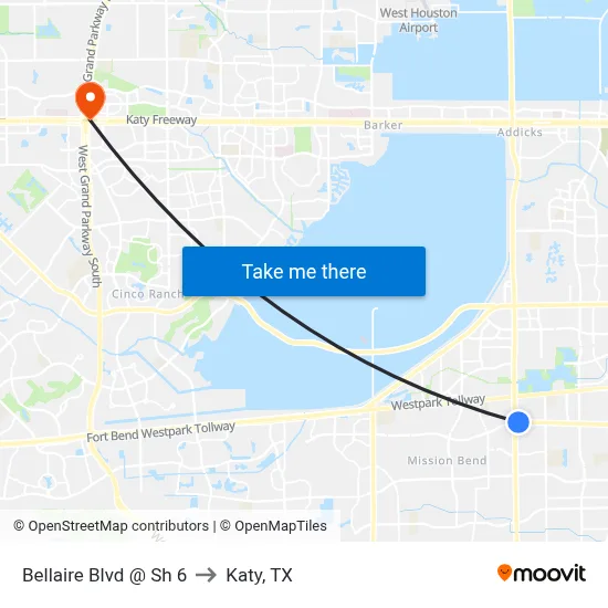 Bellaire Blvd @ Sh 6 to Katy, TX map