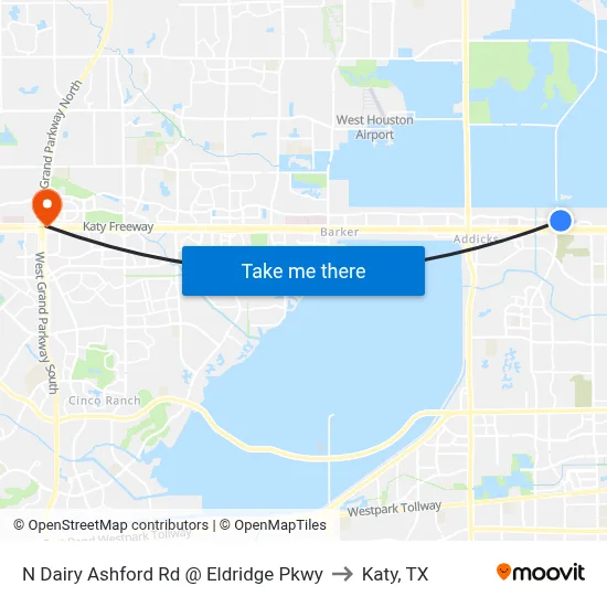 N Dairy Ashford Rd @ Eldridge Pkwy to Katy, TX map