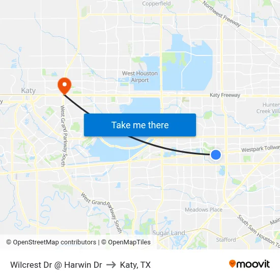 Wilcrest Dr @ Harwin Dr to Katy, TX map
