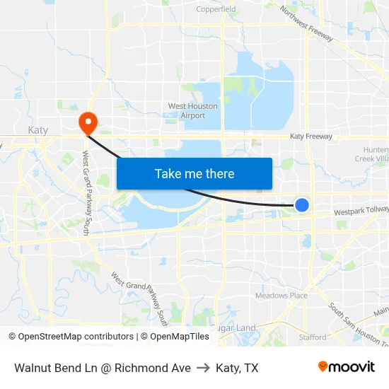 Walnut Bend Ln @ Richmond Ave to Katy, TX map