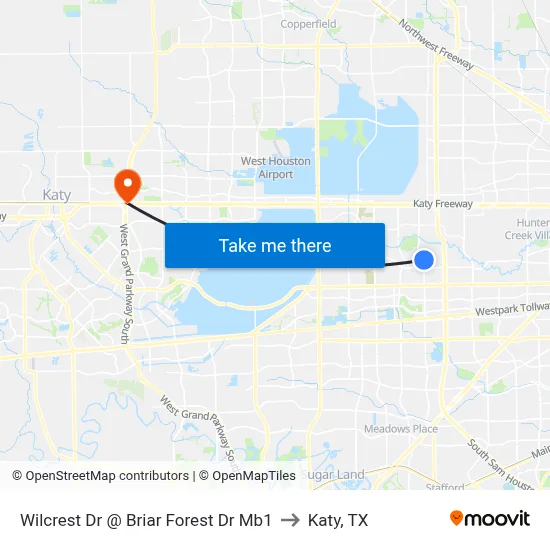 Wilcrest Dr @ Briar Forest Dr Mb1 to Katy, TX map