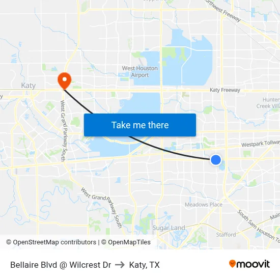 Bellaire Blvd @ Wilcrest Dr to Katy, TX map
