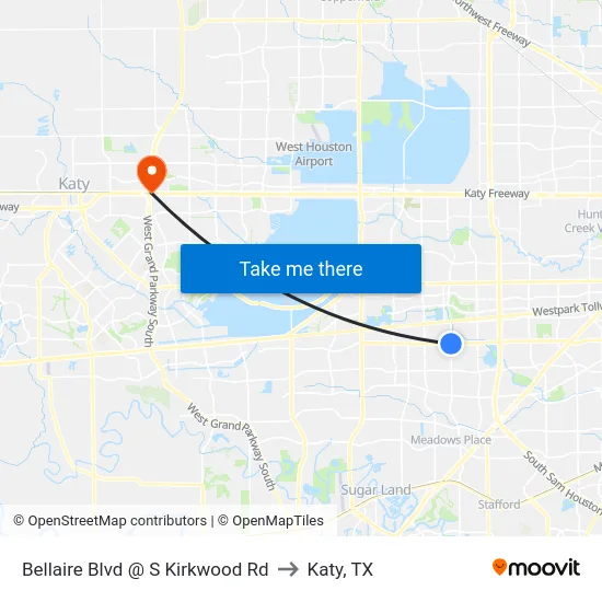 Bellaire Blvd @ S Kirkwood Rd to Katy, TX map