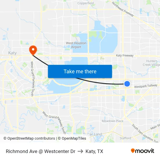 Richmond Ave @ Westcenter Dr to Katy, TX map
