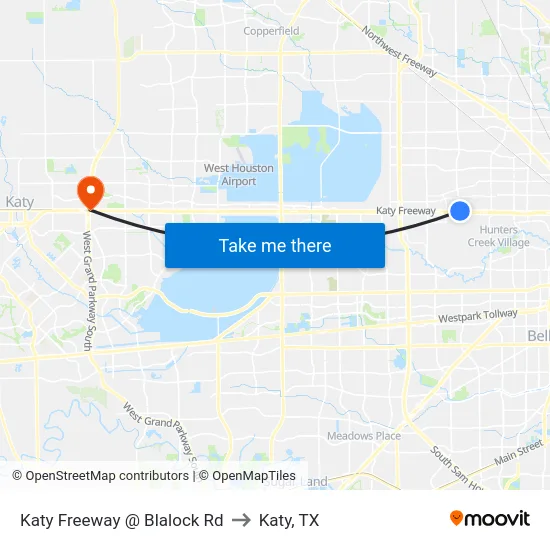 Katy Freeway @ Blalock Rd to Katy, TX map