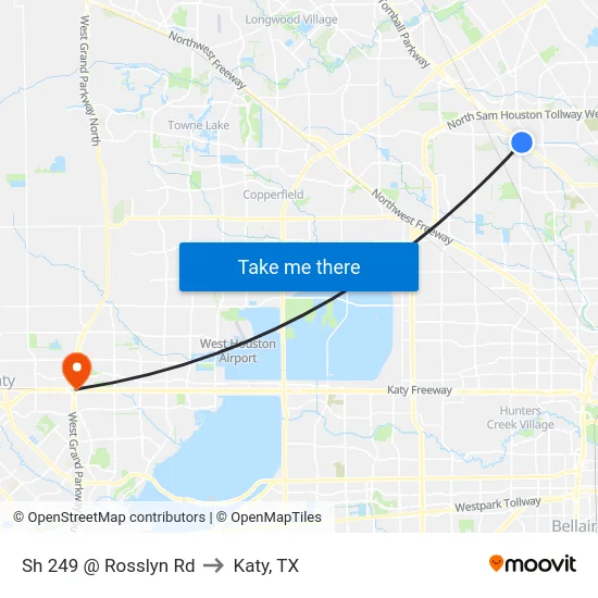 Sh 249 @ Rosslyn Rd to Katy, TX map
