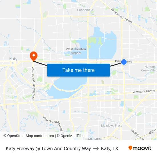 Katy Freeway @ Town And Country Way to Katy, TX map