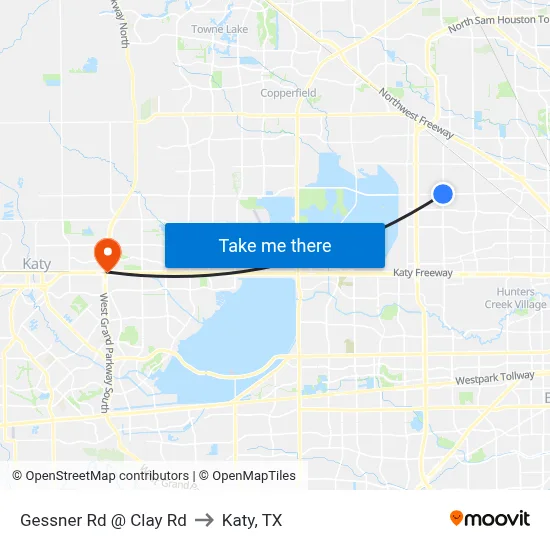Gessner Rd @ Clay Rd to Katy, TX map