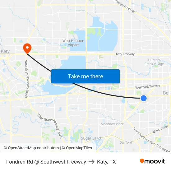 Fondren Rd @ Southwest Freeway to Katy, TX map