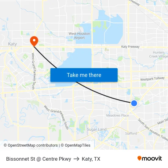 Bissonnet St @ Centre Pkwy to Katy, TX map