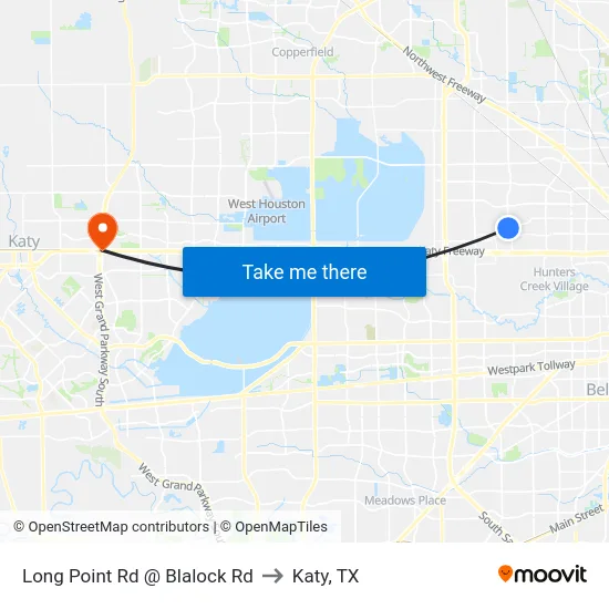Long Point Rd @ Blalock Rd to Katy, TX map