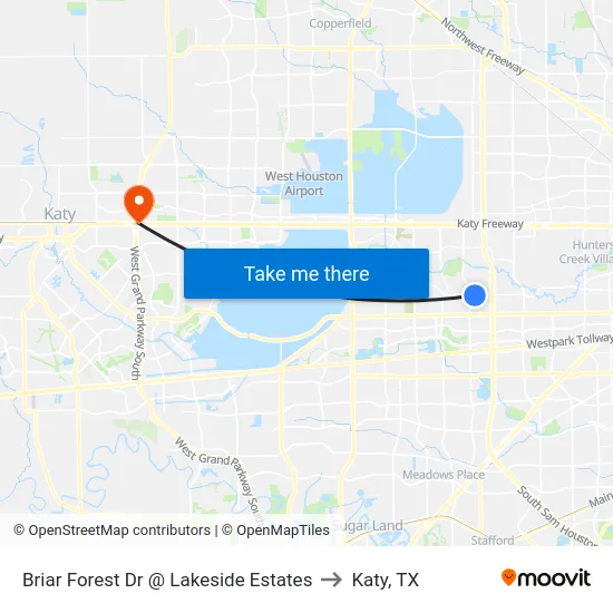 Briar Forest Dr @ Lakeside Estates to Katy, TX map