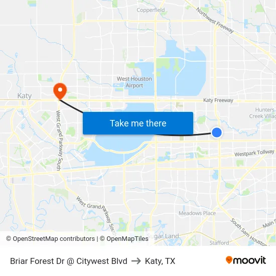 Briar Forest Dr @ Citywest Blvd to Katy, TX map