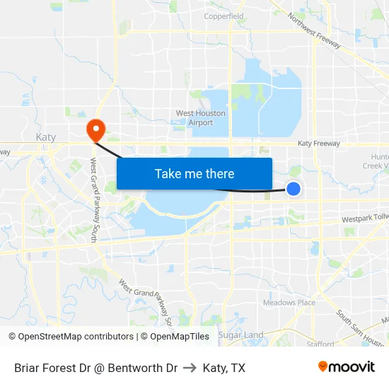 Briar Forest Dr @ Bentworth Dr to Katy, TX map