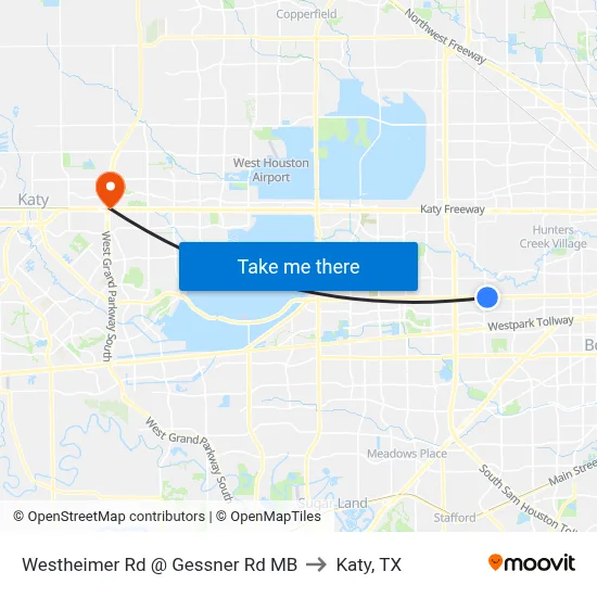 Westheimer Rd @ Gessner Rd MB to Katy, TX map