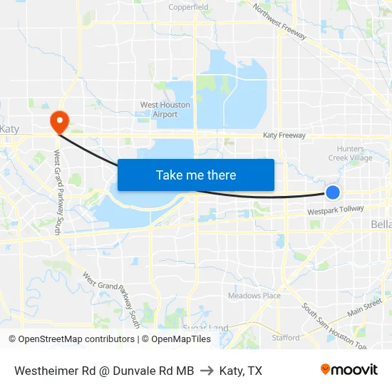 Westheimer Rd @ Dunvale Rd MB to Katy, TX map