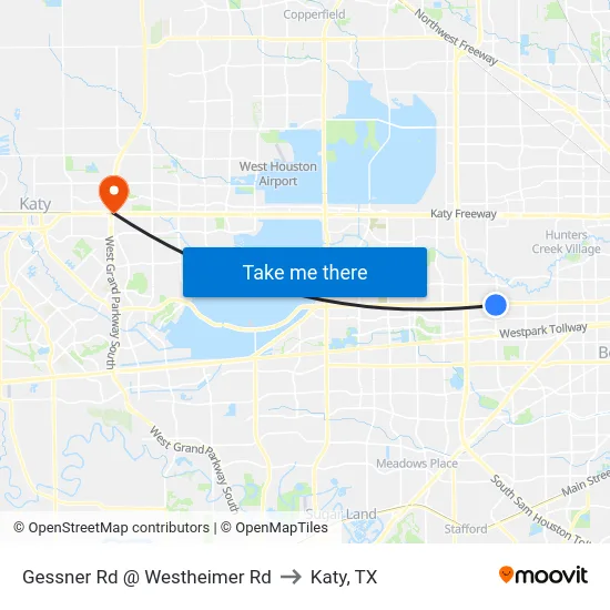 Gessner Rd @ Westheimer Rd to Katy, TX map
