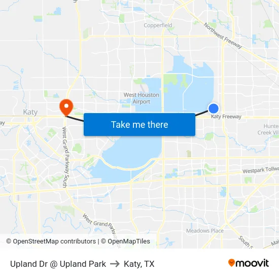 Upland Dr @ Upland Park to Katy, TX map