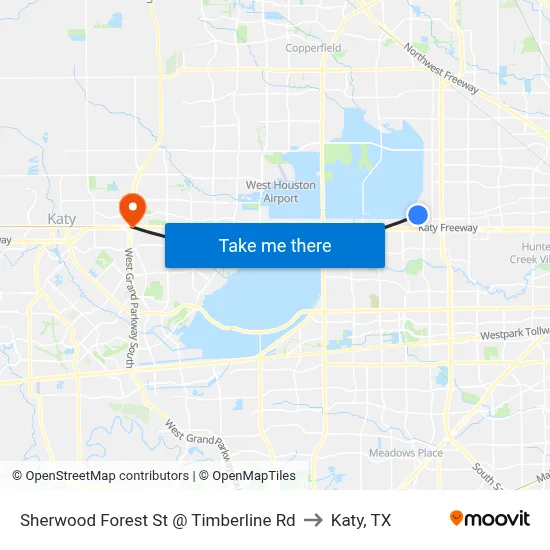 Sherwood Forest St @ Timberline Rd to Katy, TX map