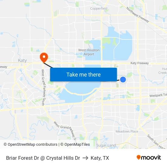 Briar Forest Dr @ Crystal Hills Dr to Katy, TX map