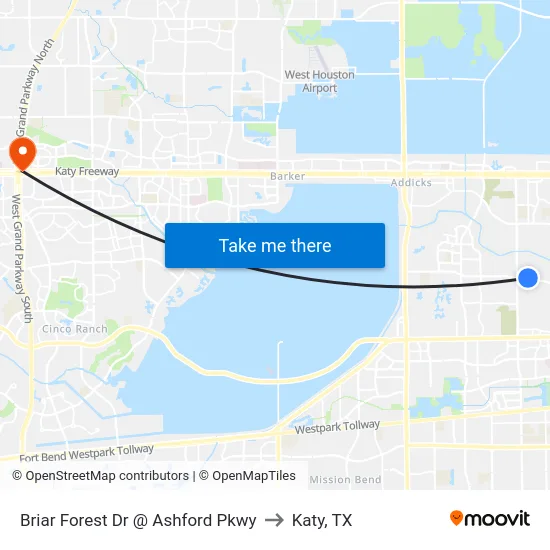 Briar Forest Dr @ Ashford Pkwy to Katy, TX map