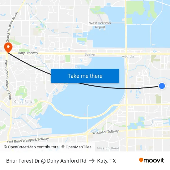 Briar Forest Dr @ Dairy Ashford Rd to Katy, TX map