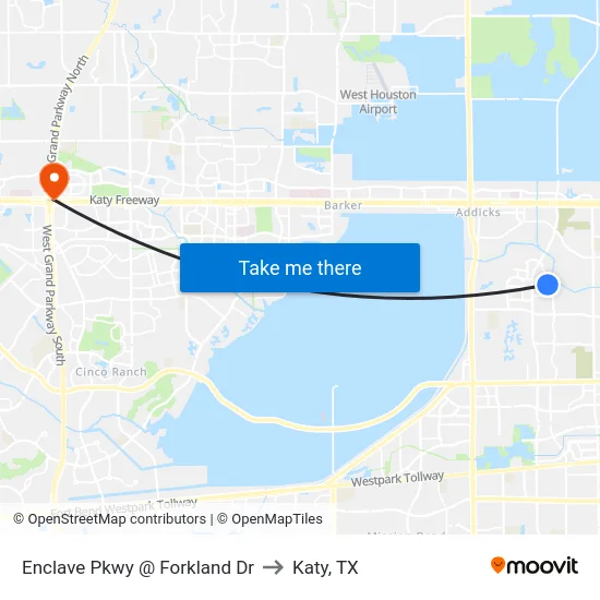 Enclave Pkwy @ Forkland Dr to Katy, TX map