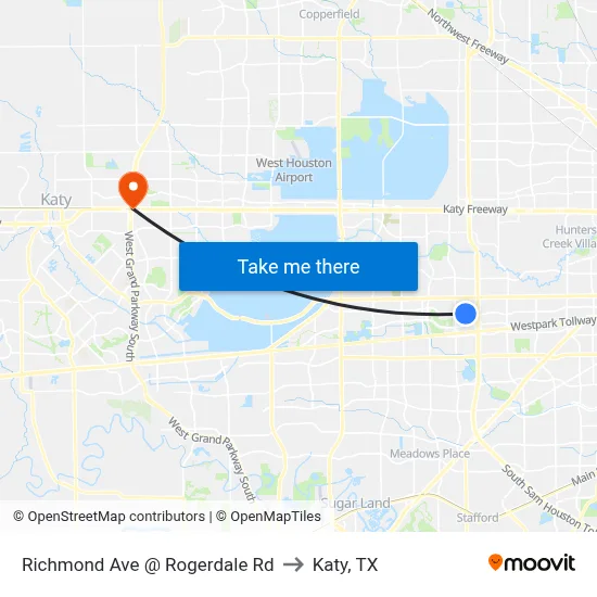 Richmond Ave @ Rogerdale Rd to Katy, TX map