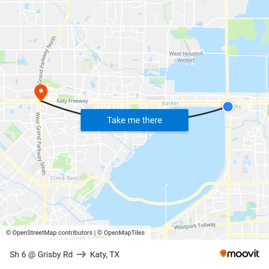 Sh 6 @ Grisby Rd to Katy, TX map