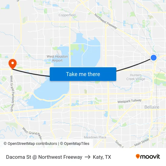 Dacoma St @ Northwest Freeway to Katy, TX map