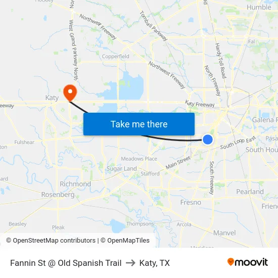 Fannin St @ Old Spanish Trail to Katy, TX map
