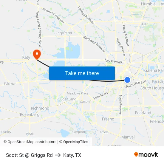 Scott St @ Griggs Rd to Katy, TX map