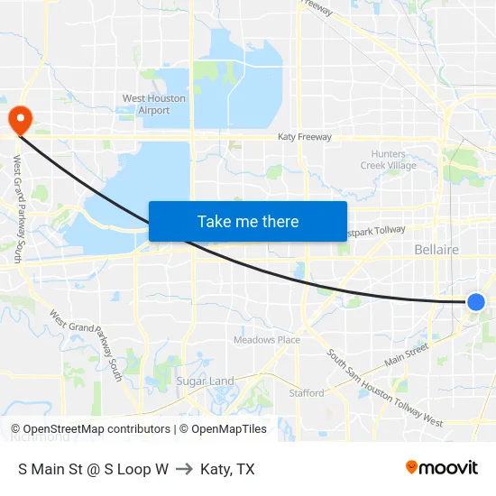S Main St @ S Loop W to Katy, TX map