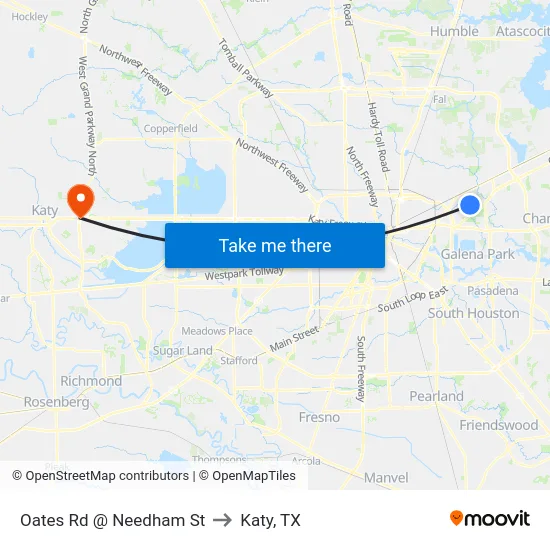 Oates Rd @ Needham St to Katy, TX map