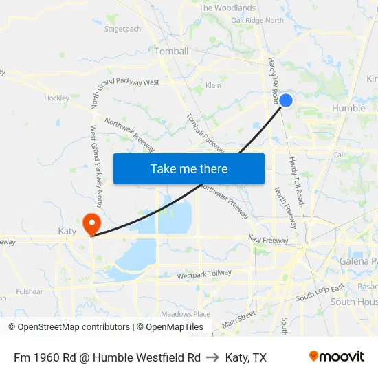 Fm 1960 Rd @ Humble Westfield Rd to Katy, TX map