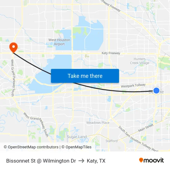 Bissonnet St @ Wilmington Dr to Katy, TX map