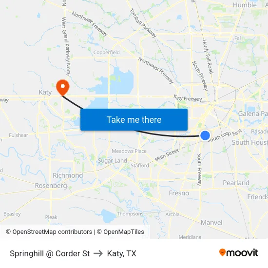 Springhill   @ Corder St to Katy, TX map