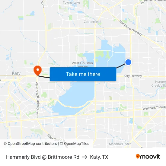 Hammerly Blvd @ Brittmoore Rd to Katy, TX map