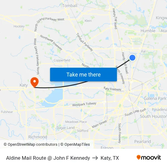 Aldine Mail Route @ John F Kennedy to Katy, TX map