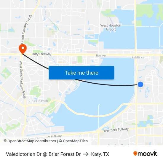 Valedictorian Dr @ Briar Forest Dr to Katy, TX map