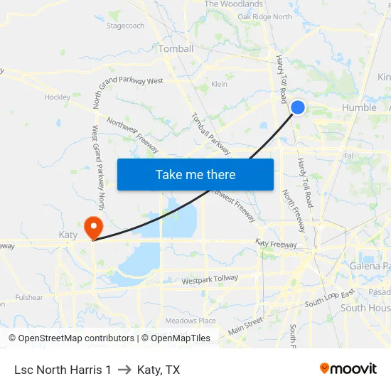 Lsc North Harris 1 to Katy, TX map