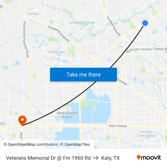 Veterans Memorial Dr @ Fm 1960 Rd to Katy, TX map
