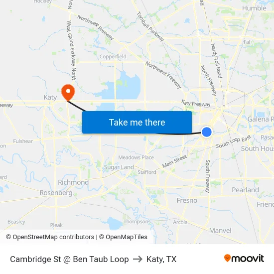 Cambridge St @ Ben Taub Loop to Katy, TX map