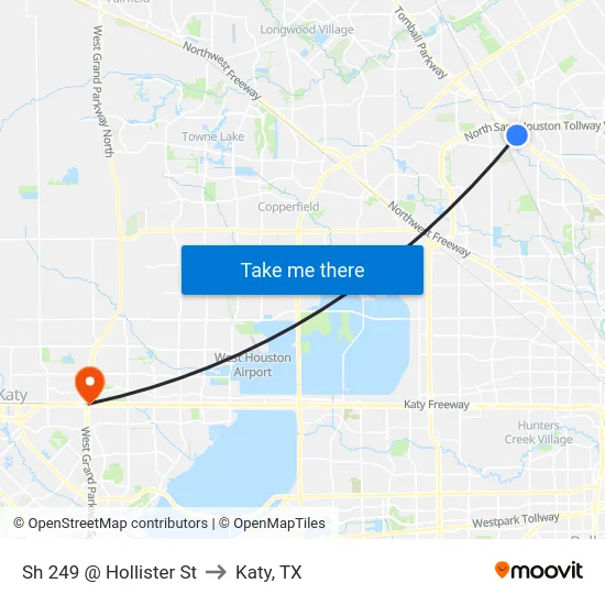 Sh 249 @ Hollister St to Katy, TX map